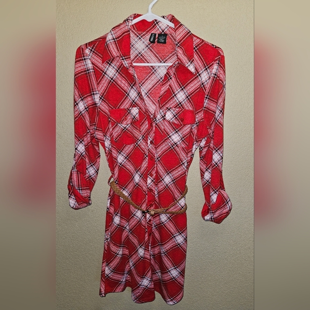 Long Sleeve Red Plaid Dress